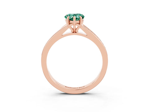 Rose gold Pear Cut Green Sapphire Solitaire Ring with Pavé Band and Prong Setting_15