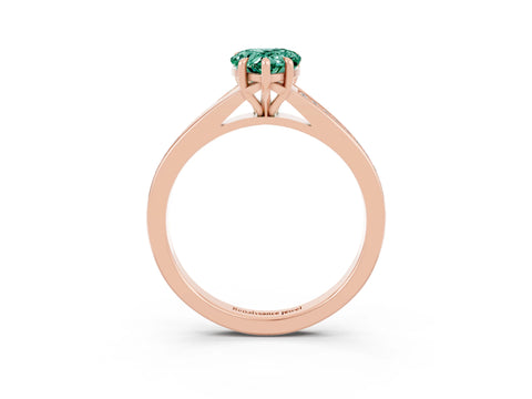 Rose gold Pear Cut Green Sapphire Solitaire Ring with Pavé Band and Prong Setting_3