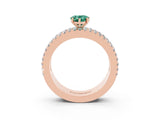 Rose gold Pear Cut Green Sapphire Solitaire Ring with Pavé and Channel Set Band_3