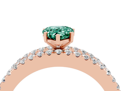 Rose gold Pear Cut Green Sapphire Solitaire Ring with Pavé and Channel Set Band_4