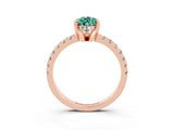 Rose gold Pear Cut Green Sapphire Solitaire Ring with Round  Pavé Band and Four-Prong Setting_47