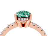 Rose gold Pear Cut Green Sapphire Solitaire Ring with Round  Pavé Band and Four-Prong Setting_48