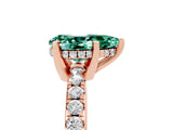 Rose gold Pear Cut Green Sapphire Solitaire Ring with Round  Pavé Band and Four-Prong Setting_49
