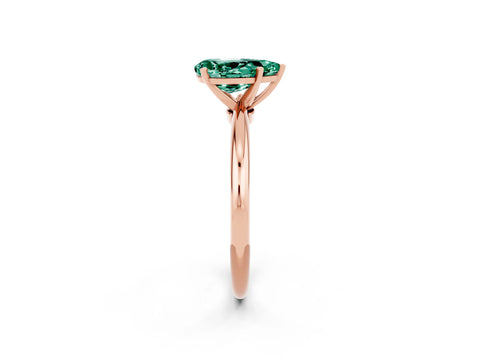Rose gold Pear Cut Green Sapphire Solitaire Ring with Six-Prong Setting and Classic Band_2
