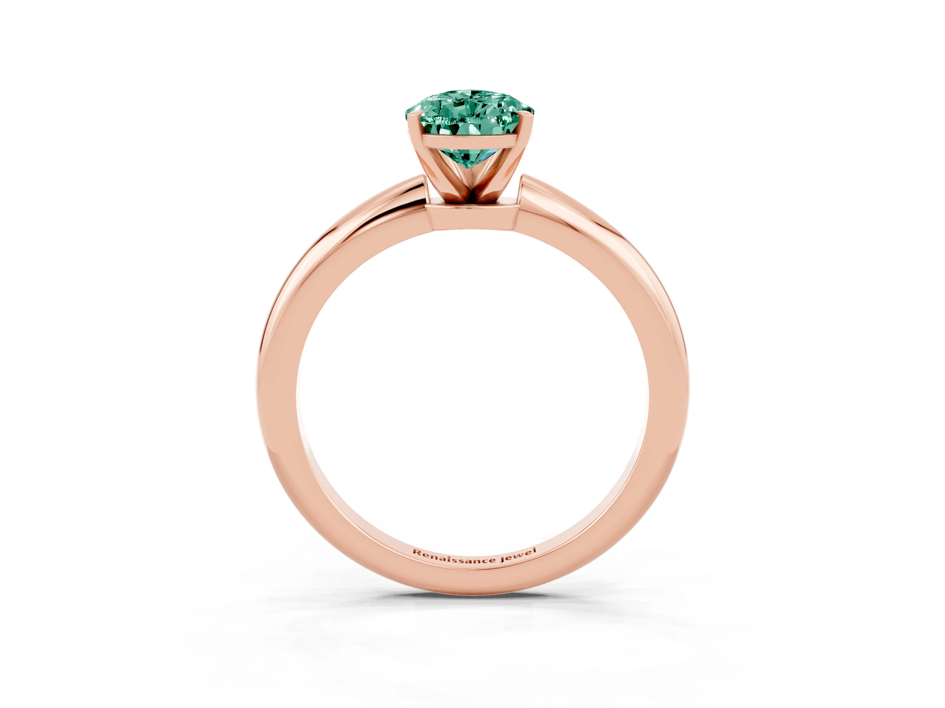 Rose gold Pear Cut Green Sapphire Solitaire Ring with Six-Prong Setting and Classic Band_3