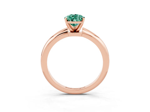 Rose gold Pear Cut Green Sapphire Solitaire Ring with Six-Prong Setting and Classic Band_3