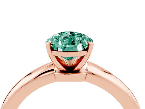 Rose gold Pear Cut Green Sapphire Solitaire Ring with Six-Prong Setting and Classic Band_4