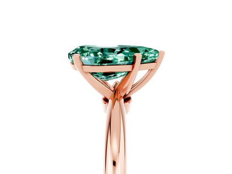 Rose gold Pear Cut Green Sapphire Solitaire Ring with Six-Prong Setting and Classic Band_5