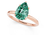 Rose gold Pear Cut Green Sapphire Solitaire Ring with Thin Band and Four-Prong Setting_13
