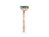 Rose gold Pear Cut Green Sapphire Solitaire Ring with Thin Band and Four-Prong Setting_14