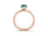 Rose gold Pear Cut Green Sapphire Solitaire Ring with Thin Band and Four-Prong Setting_15