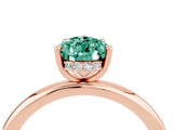 Rose gold Pear Cut Green Sapphire Solitaire Ring with Thin Band and Four-Prong Setting_16
