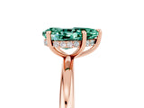Rose gold Pear Cut Green Sapphire Solitaire Ring with Thin Band and Four-Prong Setting_17