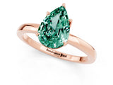 Rose gold Pear Cut Green Sapphire Solitaire Ring with Thin Band and Prong Setting_13