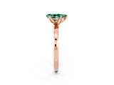 Rose gold Pear Cut Green Sapphire Solitaire Ring with Thin Band and Prong Setting_14