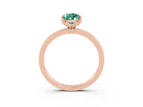 Rose gold Pear Cut Green Sapphire Solitaire Ring with Thin Band and Prong Setting_15
