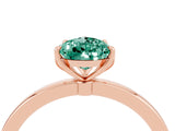 Rose gold Pear Cut Green Sapphire Solitaire Ring with Thin Band and Prong Setting_16
