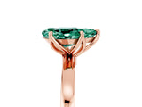 Rose gold Pear Cut Green Sapphire Solitaire Ring with Thin Band and Prong Setting_17