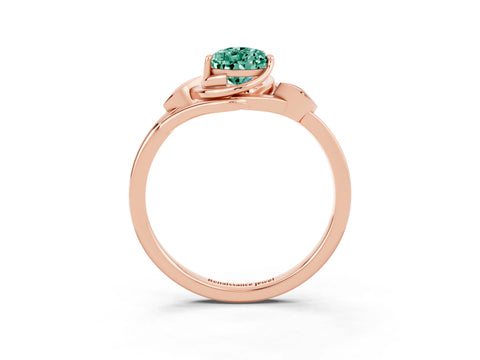 Rose gold Pear Cut Green Sapphire Solitaire Ring with Twist Band and Four-Prong Setting_27