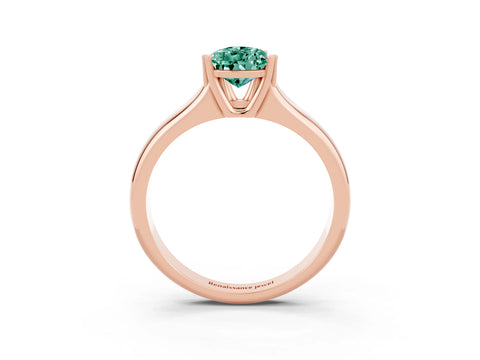Rose gold Pear Cut Green Sapphire Solitaire Ring with Wide Band and Prong Setting_3