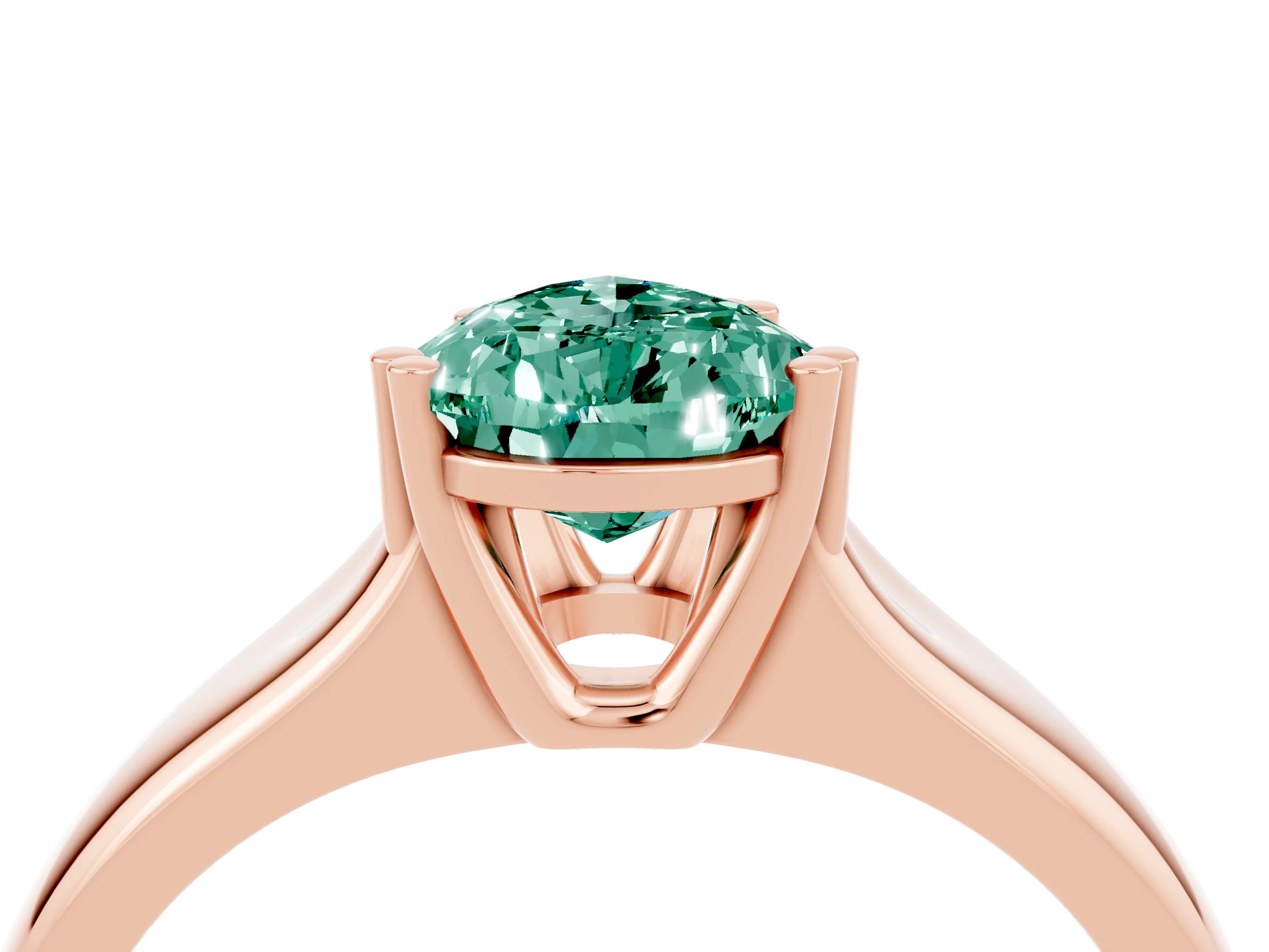 Rose gold Pear Cut Green Sapphire Solitaire Ring with Wide Band and Prong Setting_4