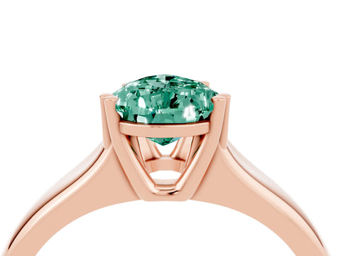 Rose gold Pear Cut Green Sapphire Solitaire Ring with Wide Band and Prong Setting_4