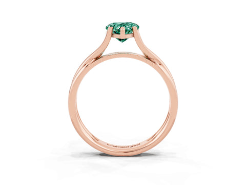 Rose gold Pear Cut Green Sapphire Solitaire Twist Band Prong Setting Ring_51