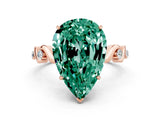 Rose gold Pear Cut Green Sapphire Solitaire Twisted Band with Round  Accents and Prong Setting_12