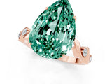 Rose gold Pear Cut Green Sapphire Solitaire Twisted Band with Round  Accents and Prong Setting_13