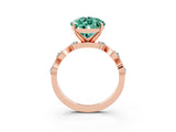 Rose gold Pear Cut Green Sapphire Solitaire Twisted Band with Round  Accents and Prong Setting_15