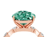 Rose gold Pear Cut Green Sapphire Solitaire Twisted Band with Round  Accents and Prong Setting_16