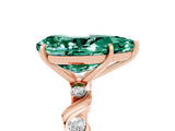 Rose gold Pear Cut Green Sapphire Solitaire Twisted Band with Round  Accents and Prong Setting_17