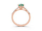 Rose gold Pear Cut Green Sapphire Solitaire with Side Baguettes and Channel Set Band_3