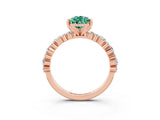 Rose gold Pear Cut Green Sapphire Solitaire with Side Stones, Pave Band, Four-Prong Setting_39