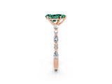 Rose gold Pear Cut Green Sapphire Solitaire with Side Stones on a Pavé Band and Four-Prong Setting_2