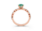 Rose gold Pear Cut Green Sapphire Solitaire with Side Stones on a Pavé Band and Four-Prong Setting_3