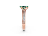 Rose gold Pear Cut Green Sapphire Split Shank Engagement Ring with Pavé Band_2