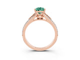 Rose gold Pear Cut Green Sapphire Split Shank Engagement Ring with Pavé Band_3