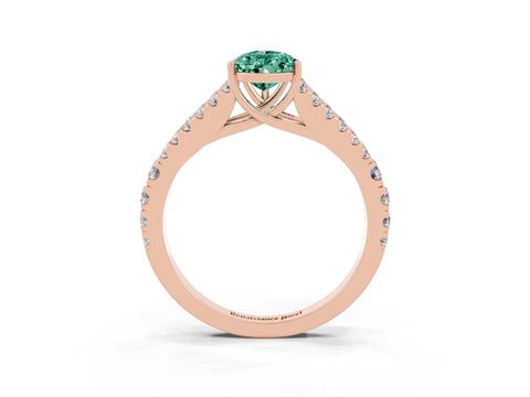 Rose gold Pear Cut Green Sapphire Split Shank Pavé Engagement Ring with Four-Prong Setting_15