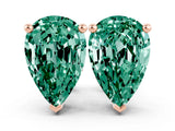 Rose gold Pear Cut Green Sapphire Stud Earrings_18