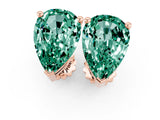 Rose gold Pear Cut Green Sapphire Stud Earrings_19