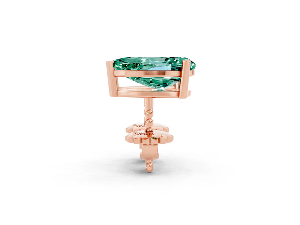 Rose gold Pear Cut Green Sapphire Stud Earrings