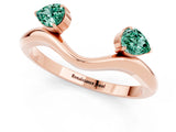 Rose gold Pear Cut Green Sapphire Two-Stone Open Band Ring with Prong Setting_7