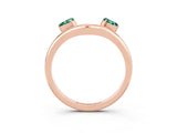 Rose gold Pear Cut Green Sapphire Two-Stone Open Band Ring with Prong Setting_9