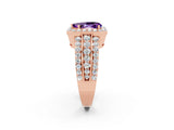 Rose gold Pear Cut Halo Amethyst Ring with Split Shank and Four-Prong Setting_2