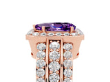 Rose gold Pear Cut Halo Amethyst Ring with Split Shank and Four-Prong Setting_5