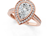 Rose gold Pear Cut Halo Bezel Diamond Pave Band Ring_40