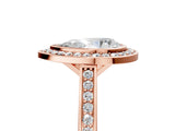 Rose gold Pear Cut Halo Bezel Diamond Pave Band Ring_44