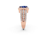 Rose gold Pear Cut Halo Blue Sapphire Ring with Split Shank and Four-Prong Setting_2