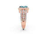 Rose gold Pear Cut Halo Blue Topaz Ring with Split Shank and Four-Prong Setting_2